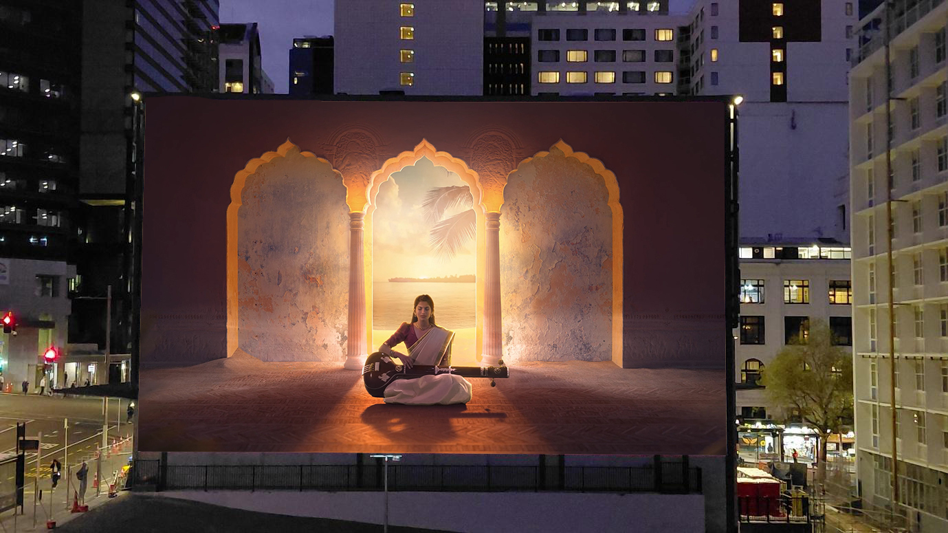 Nirvana Shatakam projected on the Te Waihorotiu Station facade
