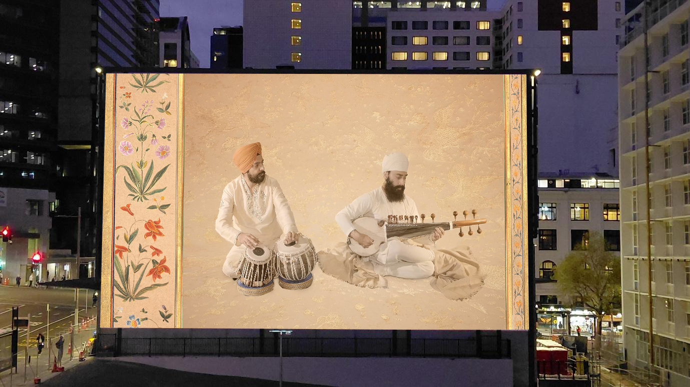 Darbar projected on the Te Waihorotiu Station facade